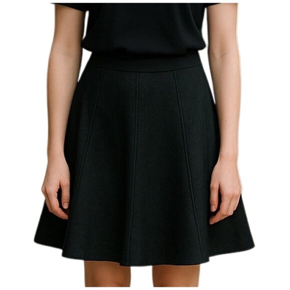 J.Crew Black Seamed Matelasse Skirt Flare A-Line Style A6143 Women's Size 14 - Picture 2 of 7